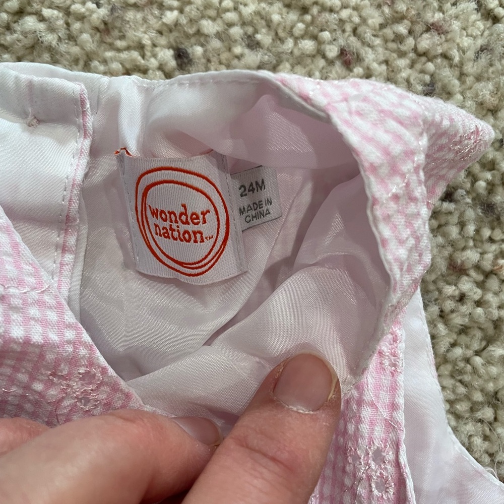 Baby Girl Wonder Nation Spring Easter Dress - 24 month pink gingham dress - Picture 5 of 6